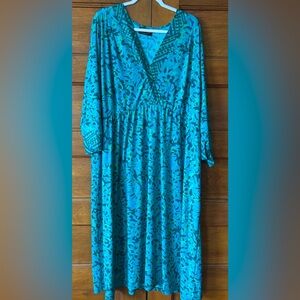 Bob Mackie Wearable Art Teal Long Sleeve Dress